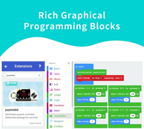 Vista 5 de ELECFREAKS microbit Game Joystick Mango de control inalámbrico por Microbit STEAM Education DIY controlador de programación gráfica (sin microbit)