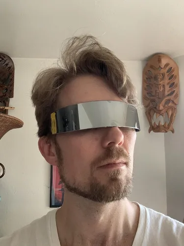 Vista 7 de FEISEDY Gafas de sol con visera cibernética futurista de los años 80 para hombres y mujeres, estilo punk, Cosplay B2740