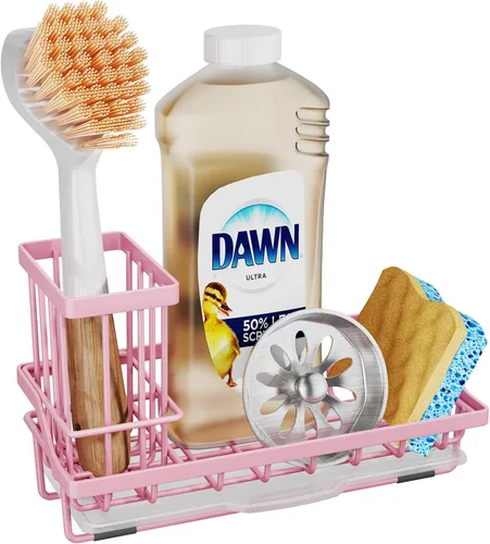 Vista 10 de SWTYMIKI Organizador de Fregadero para Esponja - Organizador de Cocina con Soporte de Cepillo Alto para Encimera para Mantener Jabones y Esponjas