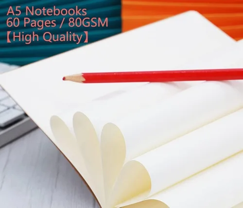 Vista 7 de Paquete de 24 cuadernos de papel kraft para viajeros, estudiantes y oficina, cuaderno de escritura con papel grueso, 60 páginas, 30 hojas, 8.3 x 5.5