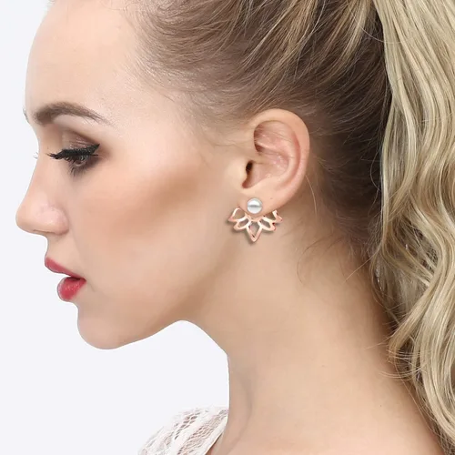 Vista 4 de 1821 pares de aretes con diseño de flor de loto para mujeres y niñas, minimalismo con circonita cúbica, turquesa, juego de aretes elegantes