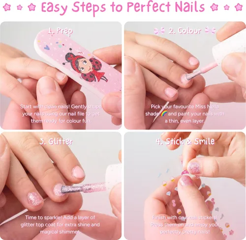 Vista 6 de Miss Nella Shooting Star - Esmalte de uñas seguro especial plateado brillante para niños, fórmula no tóxica y sin olor para niños y niños pequeños