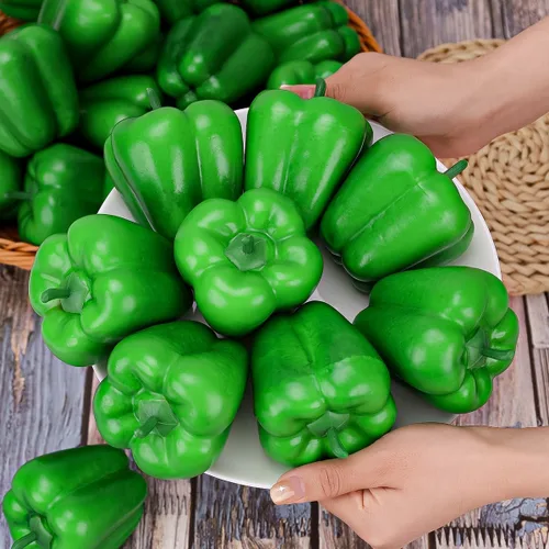 Vista 6 de Gresorth 8pcs Artificial Big Bell Pimienta Verde Decoración Vegetal Falso Casa Gabinete de Cocina