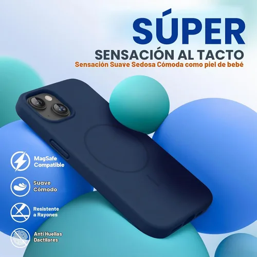 Vista 7 de Miracase Funda diseñada para iPhone 13, con protector de pantalla de vidrio templado, forro de microfibra suave antiarañazos, funda de goma de Azul