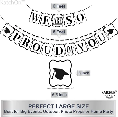 Vista 4 de KatchOn, Cartel con texto en inglés «We are So Proud of You» – Grande, 14 pies, No DIY Cartel de graduación para decoraciones de graduación