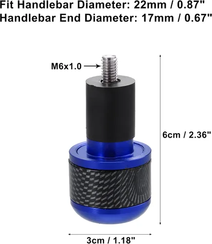 Vista 3 de X AUTOHAUX 1 par 7/8 "0.866 in azul motocicleta manillar extremo agarres barra extremos tapón tapón fibra de carbono patrón para motocicleta