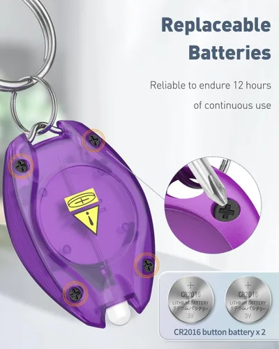 Vista 4 de Uniclife Paquete de 5 llaveros LED, mini llavero LED de 14 lúmenes, portátil, ultra brillante, funciona con pilas, para acampar al aire libre