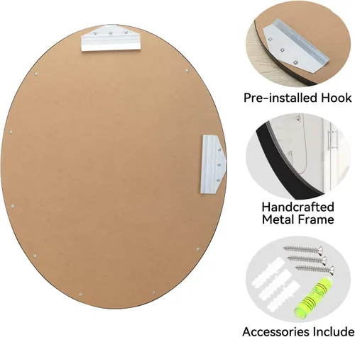 Vista 7 de LYYYXGYP Espejo de pared ovalado de 23 x 29 pulgadas, marco de metal negro mate, espejos decorativos para montaje en pared, para tocador, baño