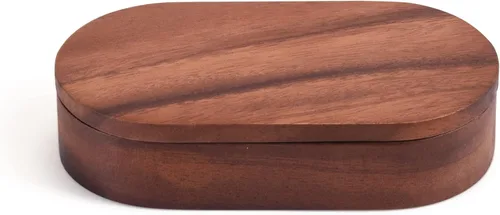 Vista 2 de Kalmar Home Olla de madera de acacia de 7 pulgadas para sal y pimienta con tapa