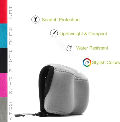 Vista 6 de MegaGear. Funda para cámara, ultra liviana neopreno con mosquetón para Sony A6000, A6300 con lente 16-50 Gris