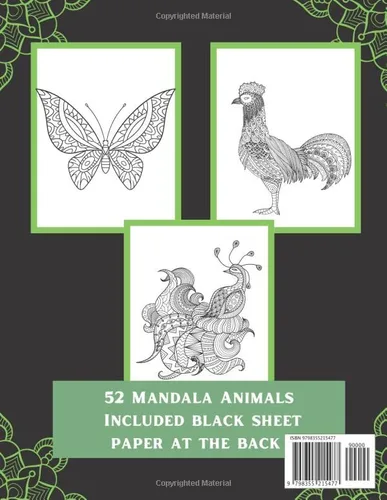 Vista 2 de Animal Planet Kingdom Adult Coloring Book An Animal Adult Coloring Book with Mandala Pattern Style-52 Animal To