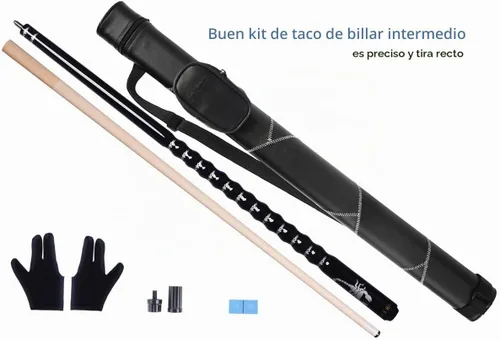 Vista 2 de Kit de palo de billar con punta de 13 mm y diseño ergonómico de 58 pulgadas, palo de arce canadiense con estuche duro