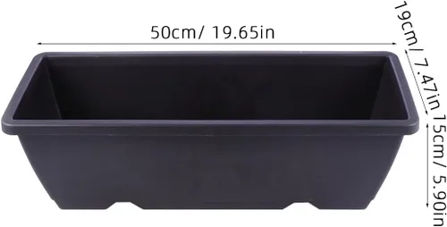 Vista 2 de ERINGOGO Maceta rectangular de plástico de 19.68 pulgadas con orificio de drenaje y platillo para uso en interiores y exteriores, balcón, patio
