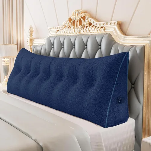 Vista 33 de Almohada de cuña doble gruesa de 8 libras para cabecero de dormitorio universitario, almohada de cuña de terciopelo con respaldo triangular
