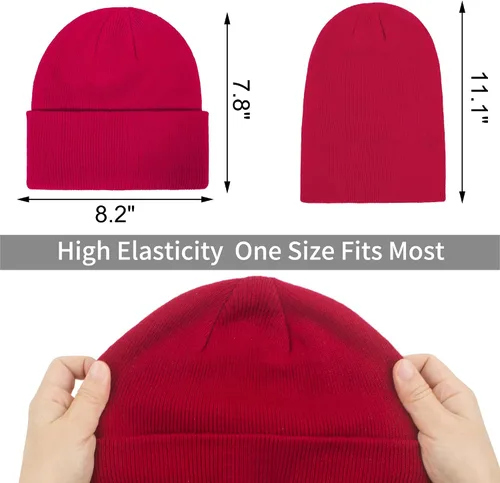 Vista 4 de Muryobao Paquete de 2 gorros de punto cálidos para mujer de invierno suaves elásticos para clima frío