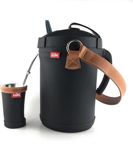 Vista 3 de Kit Tereré Yerba Mate Luk termos Básico negro Artesanía Paraguaya Set Tereré Tereré Termos Yerba Mate + Bombilla + Vaso Guampa