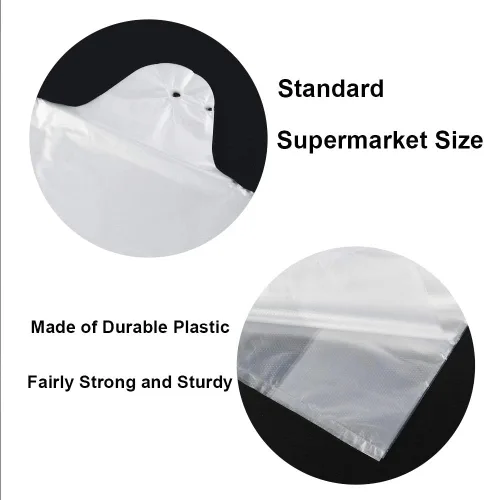 Vista 3 de Morcte Bolsas de compras de plástico transparente para camisetas, bolsas de comestibles, 800