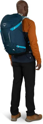 Vista 13 de Osprey Hikelite 32L Mochila ligera para senderismo - Mochila de viaje plegable y duradera con funda para lluvia para hombres y mujeres, Azul Atlas