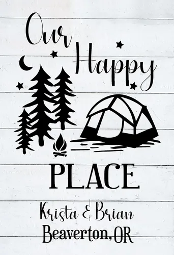 Vista 3 de Bandera personalizada para campamento – Letrero de decoración de campamento al aire libre personalizado – Regalo de Happy Camper para cámper