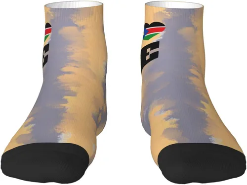 Vista 2 de Love South Sudan Flag Heart Ankle Socks Winter Low Cut Sports Warm Comfort Breathable Casual Socks For Mens And Womens 1