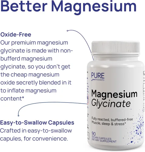 Vista 4 de Glicinato de magnesio puro Bisglicinato de magnesio completamente reaccionado Relajación muscular y apoyo para dormir – Bien tolerado