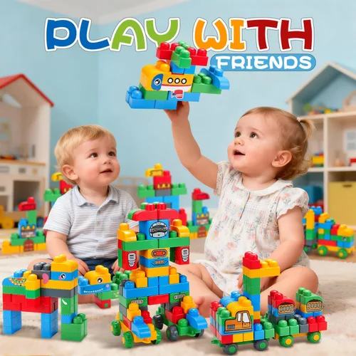 Vista 4 de Bloques de construcción suaves para niños pequeños, 107 bloques de 107 piezas