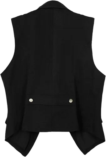 Vista 5 de Chaleco de mezclilla con solapa para mujer, chaleco con botones, chaleco azul