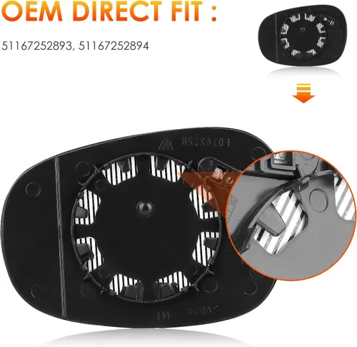 Vista 2 de Reemplazo de cristal del espejo lateral derecho del pasajero para BMW E82 E88 serie 1 2011-2013, E90 E91 E92 E93 serie 3 Series retrovisor lateral
