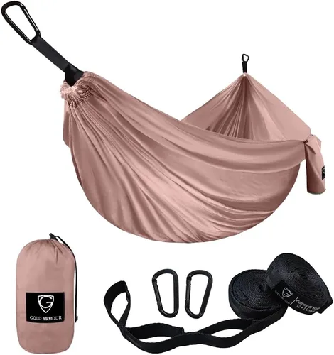 Vista 30 de Gold Armour Hamaca de camping – Hamaca doble XL, hamaca portátil, accesorios de camping, equipo para exteriores e interiores con correas de árbol