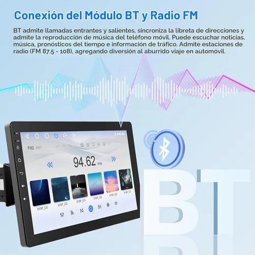 Vista 6 de Haudio Estéreo de coche DIN único de 10.1 pulgadas con Apple CarPlay inalámbrico y Android Auto, pantalla táctil flotante Android 13, pantalla