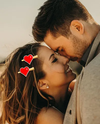 Vista 3 de Pinzas para el cabello para el día de San Valentín para mujer, con diamantes de imitación con purpurina esmaltada, corazones, pasadores