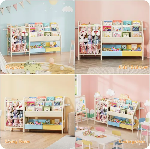Vista 8 de B5 - Estantería infantil y almacenamiento de juguetes, estante para libros para habitaciones de niños, estantes para libros para niños pequeños
