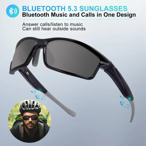Vista 2 de SKYWAY Gafas de sol deportivas polarizadas inteligentes Bluetooth con audio inalámbrico protección UV para deportes al aire libre, diseño unisex