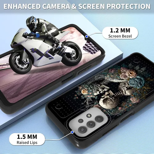 Vista 5 de Funda de teléfono para Samsung Galaxy A23 5G/A04/A04S/A13 5G/A32 5G de doble capa [parte trasera texturizada antideslizante] Funda protectora de TPU