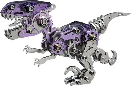 Vista 34 de Kits de modelo de metal 3D, rompecabezas de metal 3D de lobo mecánico, serie de animales de acero DIY, rompecabezas simples 3D, decoración