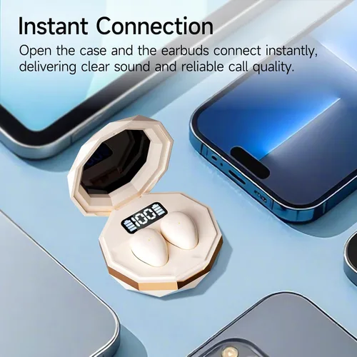 Vista 8 de Auriculares para dormir de lado, Bluetooth inalámbrico invisible Beige