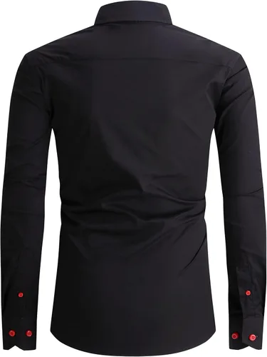 Vista 2 de SAMERM Camisa de vestir para hombre, ajuste regular, manga larga, con botones, para hombre (S-2XL)