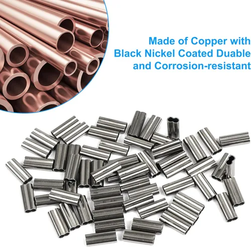 Vista 4 de Kit de manguitos de crimpado de doble barril de cobre, 300 unidades/caja de latón de alta resistencia de cobre prensado de bucle, kit de conector