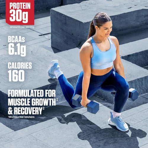 Vista 5 de Dymatize Performance - Batido de proteínas, guijarros de cacao, 1.06 oz de proteína, 0.18 oz de BCAA para recuperación muscular, sin azúcar añadido