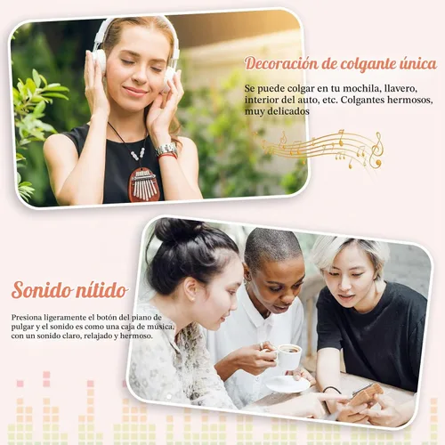 Vista 5 de eBoot 10 Piezas Juego de Mini Piano de 8 Teclas Incluye Piano de Dedo Pulgar con Cadena de Cordón, Protector de Dedos y Paño de Limpieza Regalo