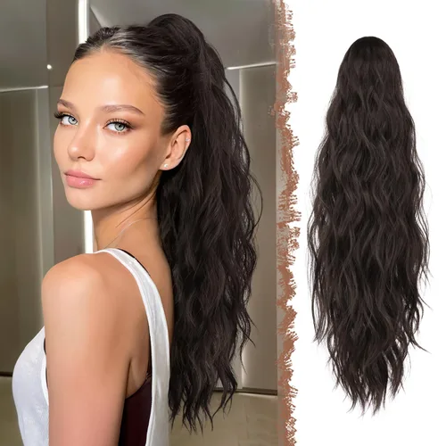 Vista 28 de FESHFEN Extensiones de Cola de Caballo, Pieza de Cabello de Cola de Caballo Larga con Pinza de Garra, Pieza de Cabello Sintético de Colas de Caballo
