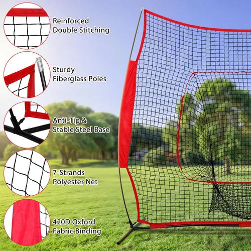Vista 3 de F2C 7'x7' Baseball and Softball Practice Net Portable Hitting Pitching Net with Strike Zone Target, Carry Bag, for All Skill Levels