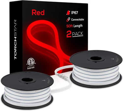 Vista 8 de TORCHSTAR Cuerda de luces LED de neón de alta calidad de 50 pies, decoración flexible de festivales, impermeable IP67 para exteriores, enchufe UL