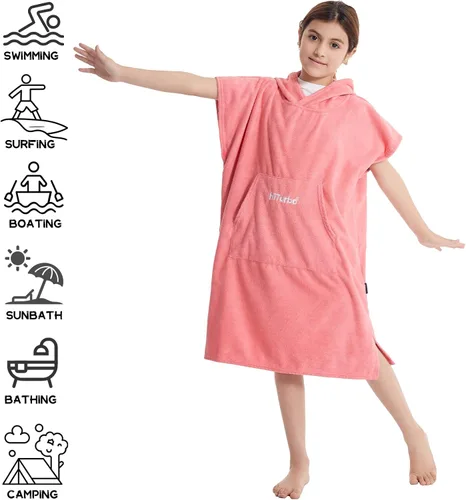 Vista 10 de Hiturbo Poncho de toalla de baño para niños: toallas de natación