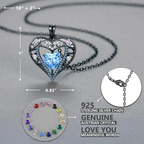 Vista 33 de Collar de cristal de 5 corazones, chapado en oro rosa de 18 quilates, colgante con cadena de plata de ley 925 de 18 + 2 pulgadas, joyería de piedra