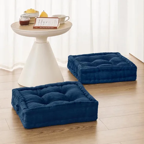 Vista 15 de Wellsin Cojines de Suelo Cuadrados Sólidos para Adultos y Niños - Cojín Grande de Suelo para Meditación y Asiento con Espuma Gruesa y Funda de Beige