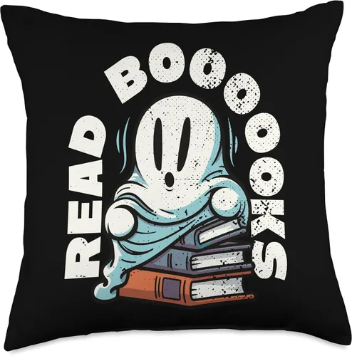 Vista 4 de Book Reading Ghost Read Boooooks Boo Bookworm Halloween Throw Pillow