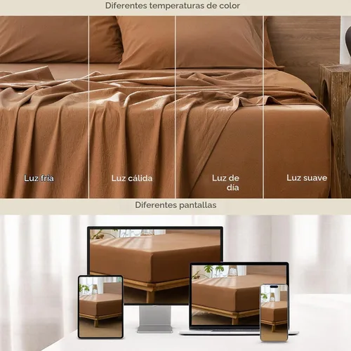 Vista 5 de MooMee Sábana bajera ajustable de solo 100% algodón lavado con textura parecida al lino, transpirable, duradera, suave, cómoda, bolsillo profundo