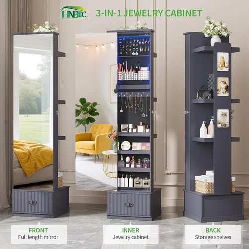 Vista 4 de HNEBC Organizador de Joyas con Luz LED 6700467006, Vidrio