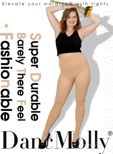 Vista 5 de DancMolly Medias de Talla Grande para Mujer, Pantimedias de Control Semiopacas de Nylon de Cintura Alta